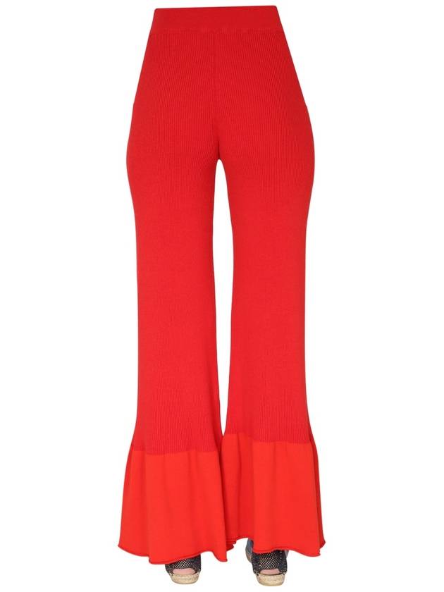 Women's Knit Flare Wide Pants Red - STELLA MCCARTNEY - BALAAN 5