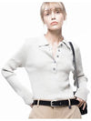 For Woman Women Soft Slim Button Collar Knit Beige W243TP08BE - CHANCE'S NOI - BALAAN 7