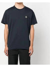 Slimfit Cotton Jersey Short Sleeve T-shirt Navy - STONE ISLAND - BALAAN 3