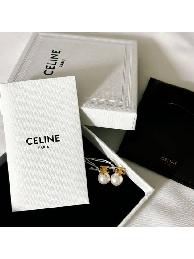 Triomphe logo pearl earrings - CELINE - BALAAN 3