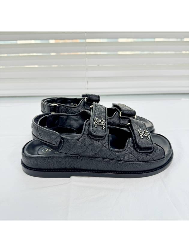 Women's CC Logo Velcro Sandals Gold Black - CHANEL - BALAAN 7