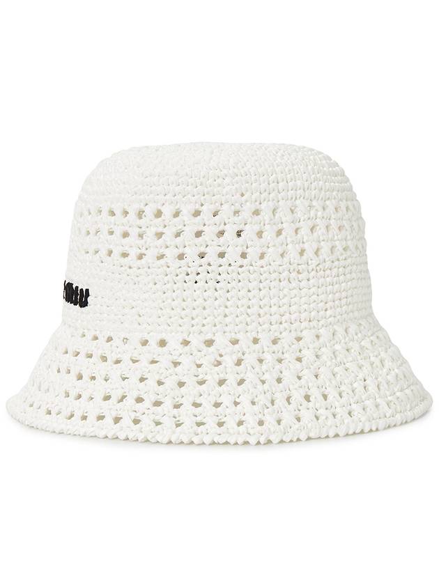 Woven Fabric Bucket Hat White - MIU MIU - BALAAN 3