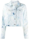 Bleached Acid Washed Water Crop Denim Jacket Blue - OFF WHITE - BALAAN 2