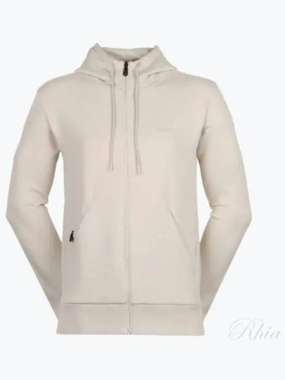 Logo Print Stretch Cotton Zip-Up Hoodie Beige - HUGO BOSS - BALAAN 2