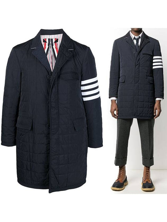 Men's 4 Bar Poly Twill Chesterfield Single Coat Navy - THOM BROWNE - BALAAN 2