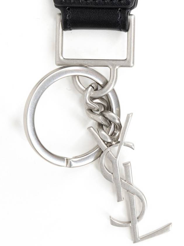 Monogram Leather Key Holder Black Silver - SAINT LAURENT - BALAAN 4