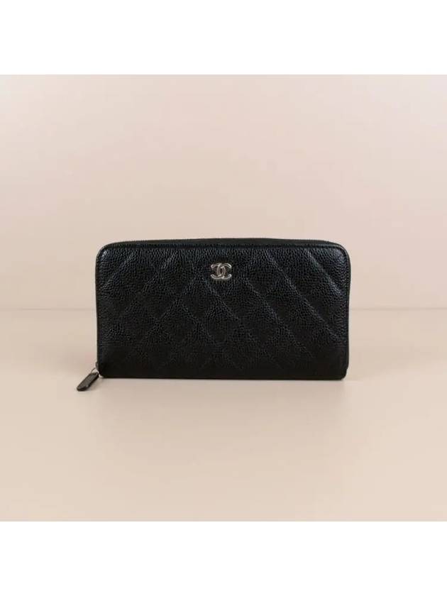 Classic Caviar Silver Zipper Long Wallet Black - CHANEL - BALAAN 2