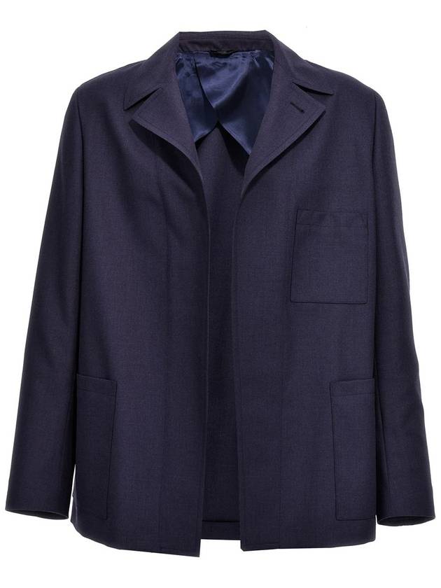 Single Breasted Wool Jacket Navy - FENDI - BALAAN 2