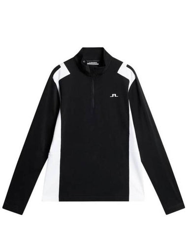 Lucas Quarter Zipper Long Sleeve T-Shirt Black White - J.LINDEBERG - BALAAN 1