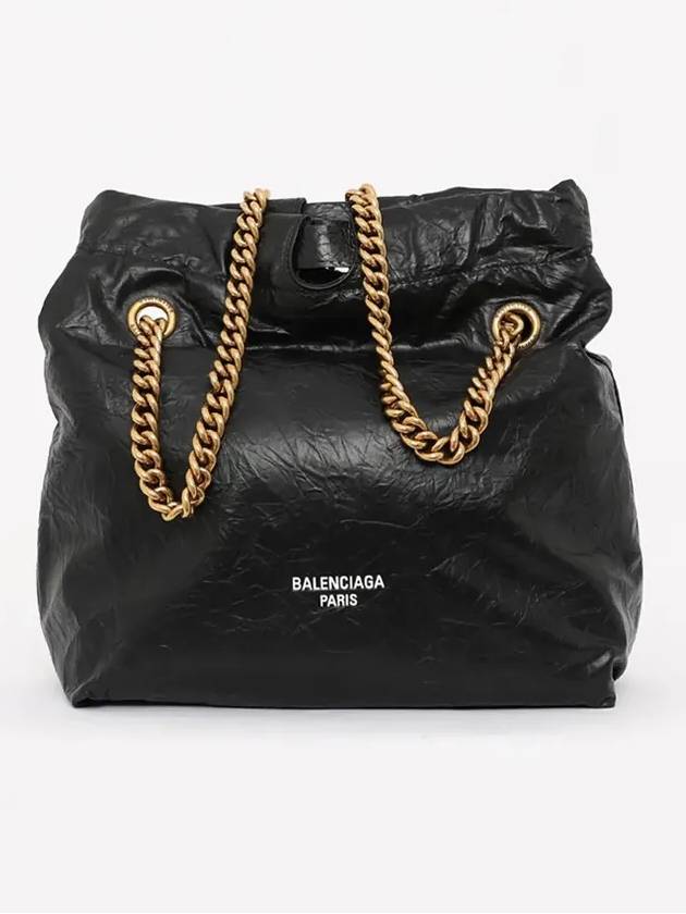 Crush Small Leather Shoulder Bag Black - BALENCIAGA - BALAAN 3