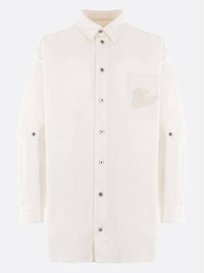 90 aposs logo applique cotton shirt OMYD059S24DEN0010202 - OFF WHITE - BALAAN 2