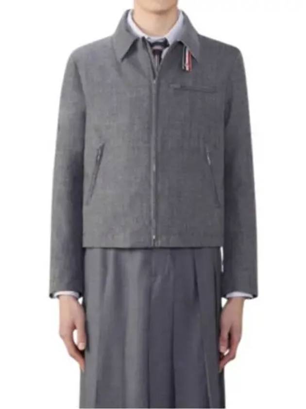 Crispy Wool Golf Zip-Up Jacket Grey - THOM BROWNE - BALAAN 2