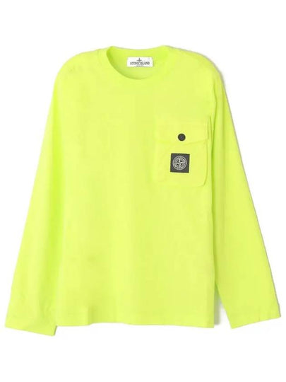 Kids Logo Pocket Long Sleeve T-Shirt Green - STONE ISLAND - BALAAN 2