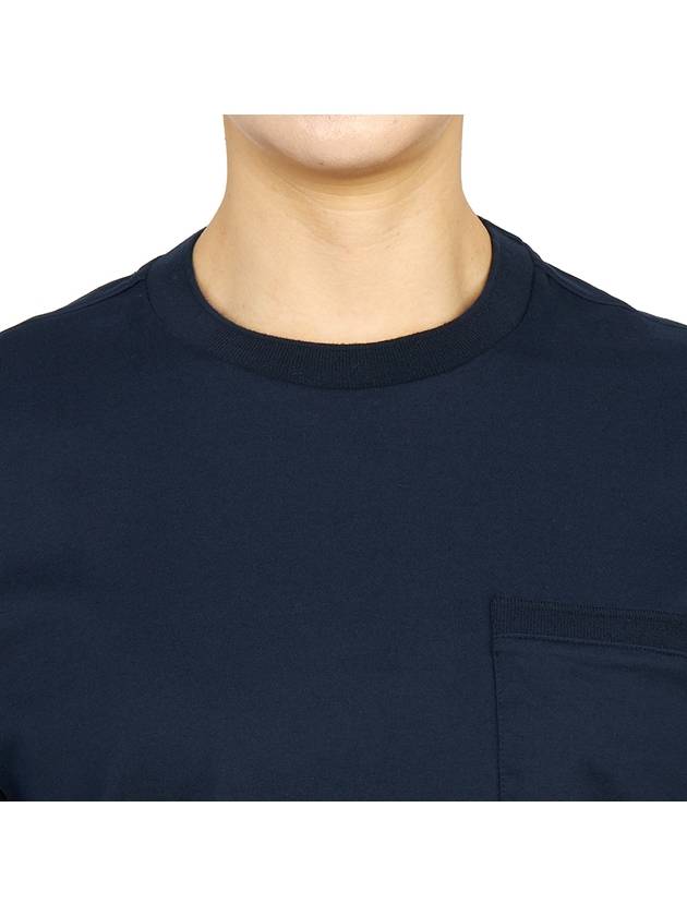 Midweight Jersey Boxy Pocket Short Sleeve T-Shirt Navy - THOM BROWNE - BALAAN 7