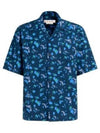 Print Cotton Short Sleeve Shirt Blue - MARNI - BALAAN 2