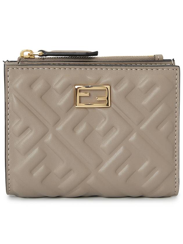 Slim Baguette FF Motif Nappa Leather Half Wallet Dove Grey - FENDI - BALAAN 2