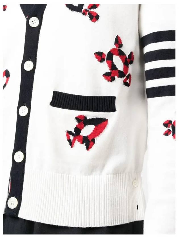 Gem Icons Intarsia Cardigan White - THOM BROWNE - BALAAN 4