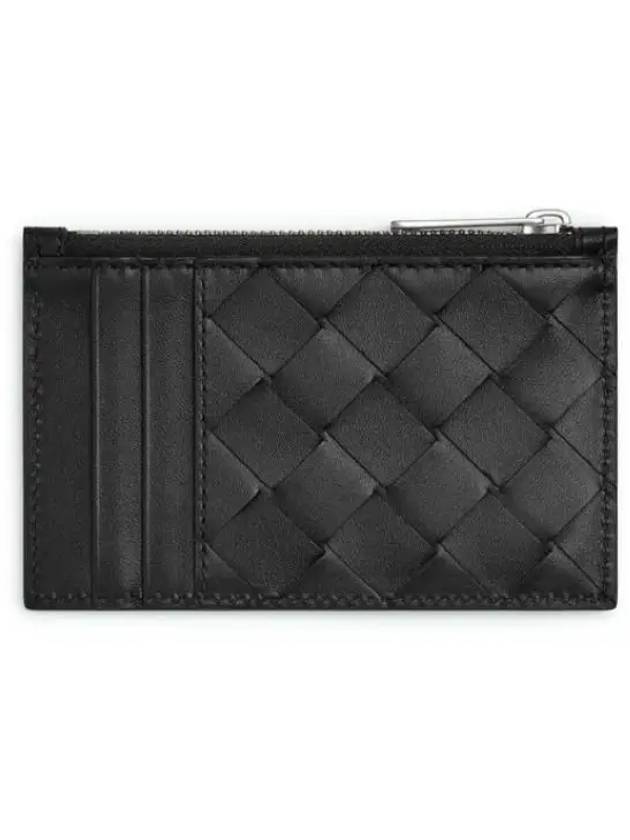 Intrecciato Zipper Leather Card Wallet Black - BOTTEGA VENETA - BALAAN 3