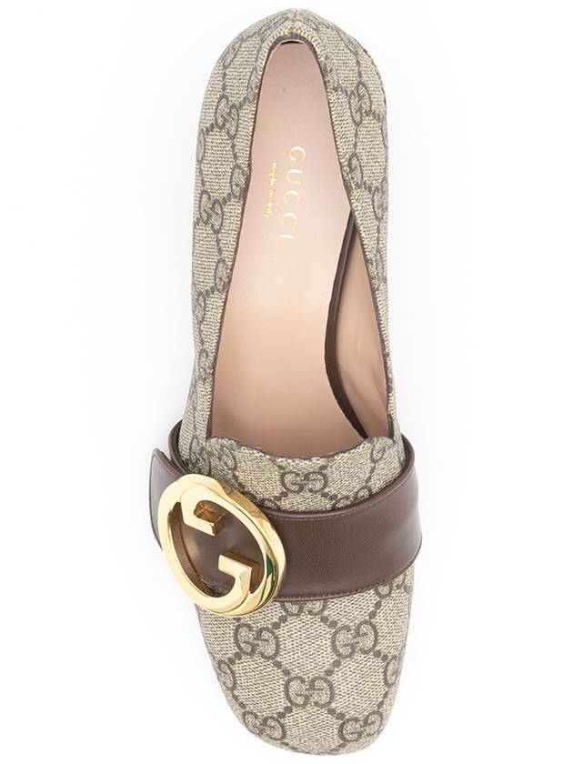 Blondie Metal Logo Pumps Heel Beige - GUCCI - BALAAN.