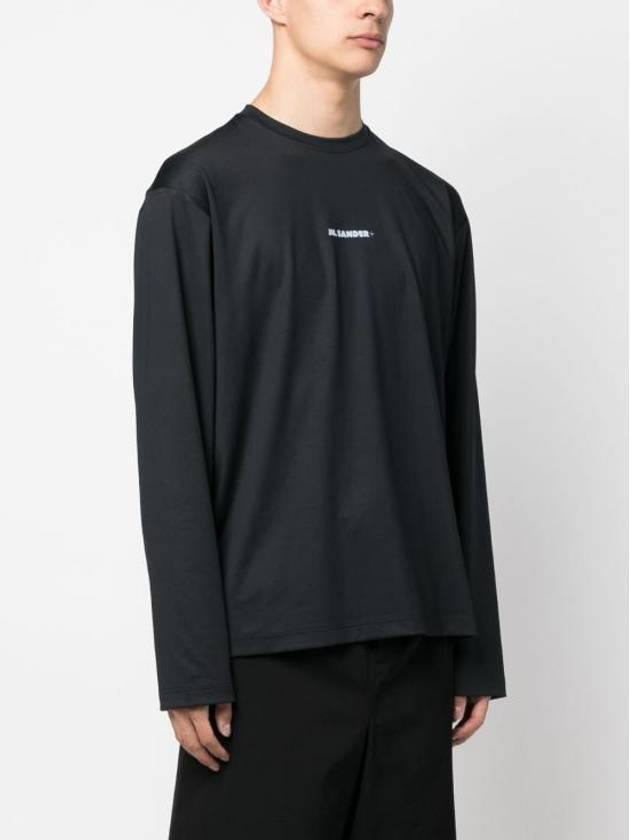 Logo Crew Neck Long Sleeve T-Shirt Black - JIL SANDER - BALAAN 6