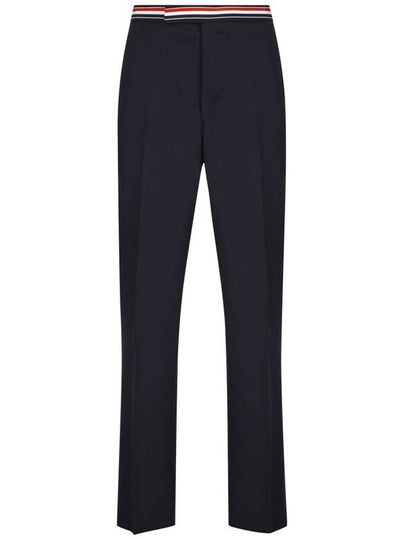 Low Rise Backstrap Super 120 Twill Straight Pants Navy - THOM BROWNE - BALAAN 2