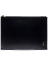 Tiny Gold Monogram Logo Medium Clutch Bag Black - SAINT LAURENT - BALAAN 2