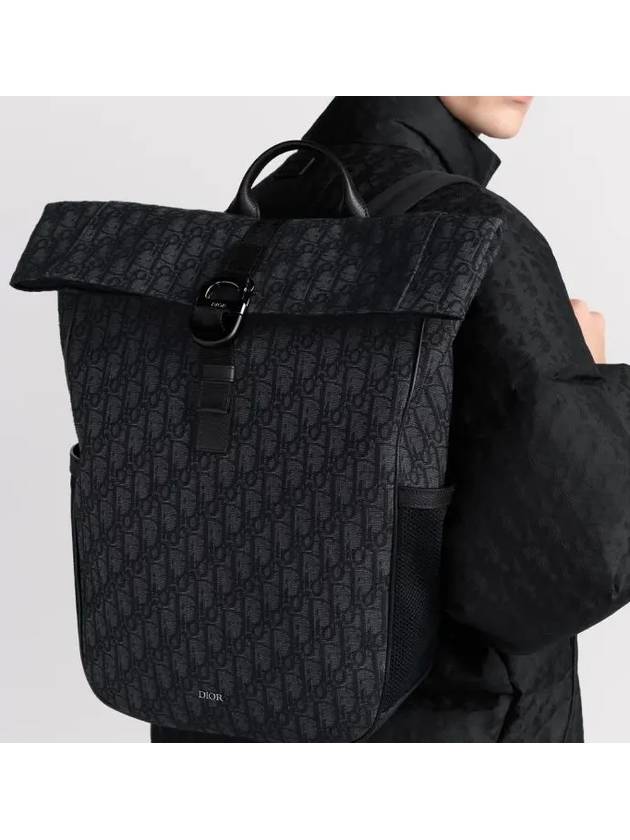 Men s 8 Roll Top Backpack Oblique Jacquard 1ESBA216YKY H03E - DIOR - BALAAN 3