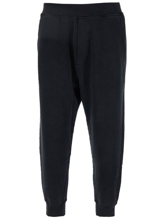 Black Pants With Elastic Waist And Cuffs And Logo Lettering On The Rear In Cotton Man - DSQUARED2 - BALAAN 1