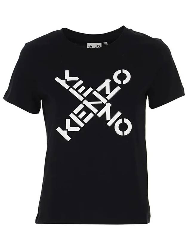 13th Anniversary Women s Cross Logo T Shirt Black 2TS850 4SJ 99 - KENZO - BALAAN 1