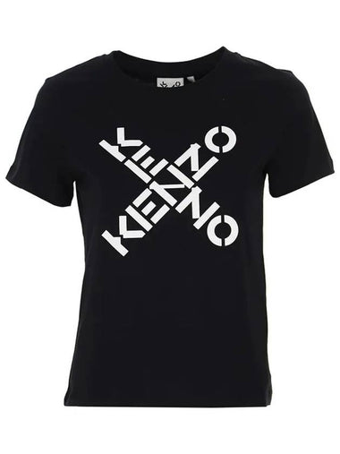 13th Anniversary Women s Cross Logo T Shirt Black 2TS850 4SJ 99 - KENZO - BALAAN 1