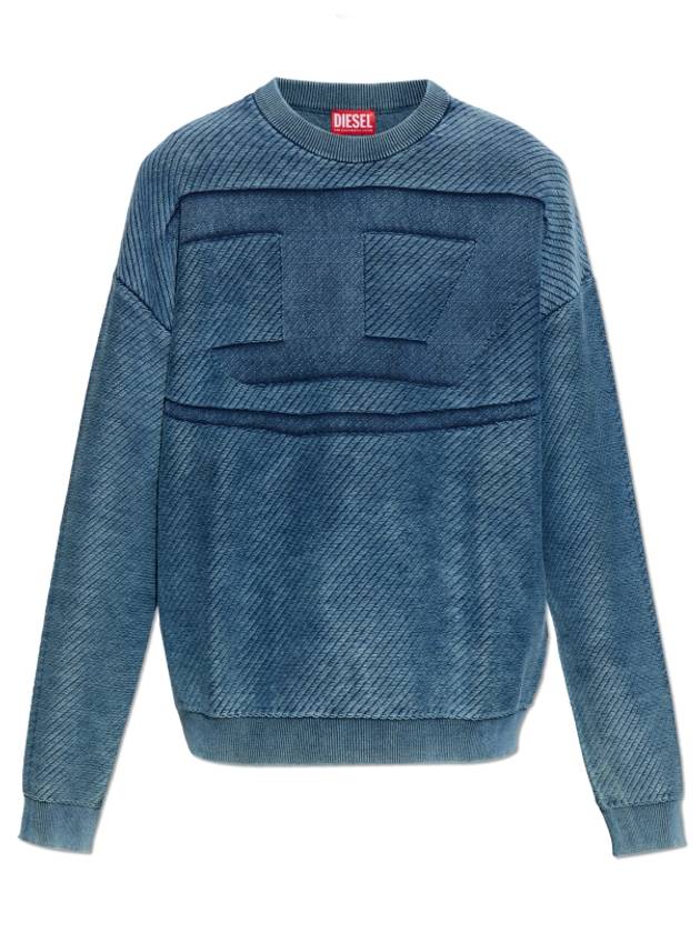 K Klevery Denim Effect Organic Cotton Sweatshirt Blue - DIESEL - BALAAN 2