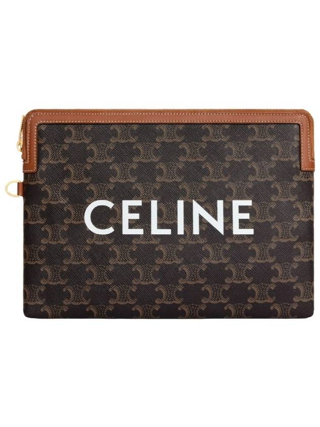 Small Pouch With Strap Signature In Triomphe Canvas With  Print Tan - CELINE - BALAAN 4