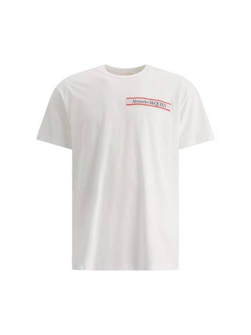 Logo Tape Short Sleeve T-Shirt White - ALEXANDER MCQUEEN - BALAAN.