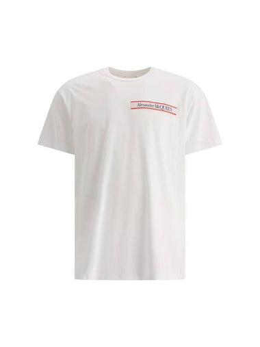 Logo Tape Short Sleeve T-Shirt White - ALEXANDER MCQUEEN - BALAAN 1