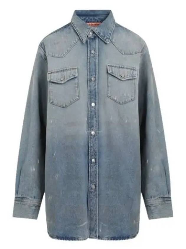 Relaxed Fit Denim Long Sleeve Shirt Light Blue - ACNE STUDIOS - BALAAN 2