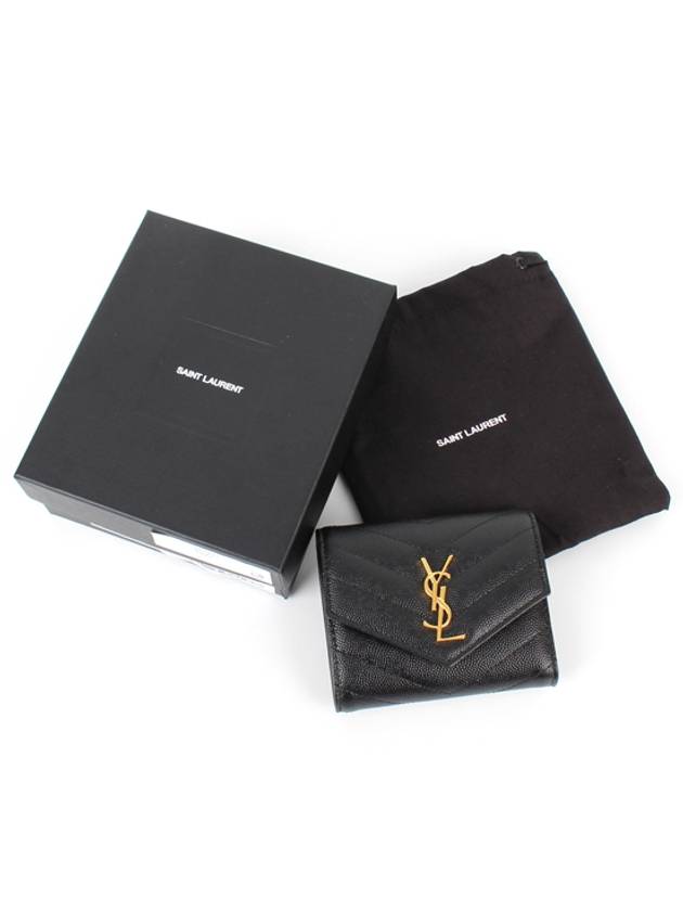 Monogram Cassandra Matelasse Half Wallet Black - SAINT LAURENT - BALAAN 5