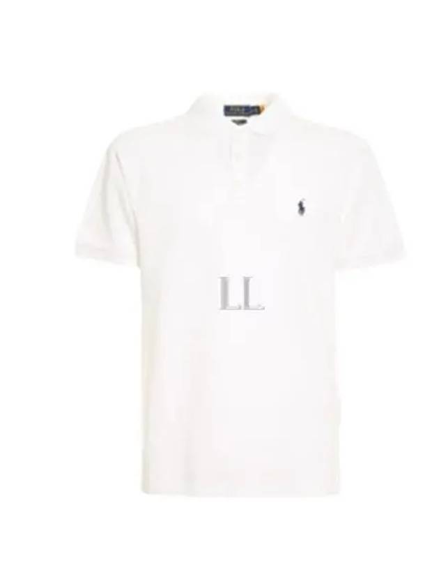 Men's Embroidery Navy Pony Short Sleeve Polo Shirt White - POLO RALPH LAUREN - BALAAN 2