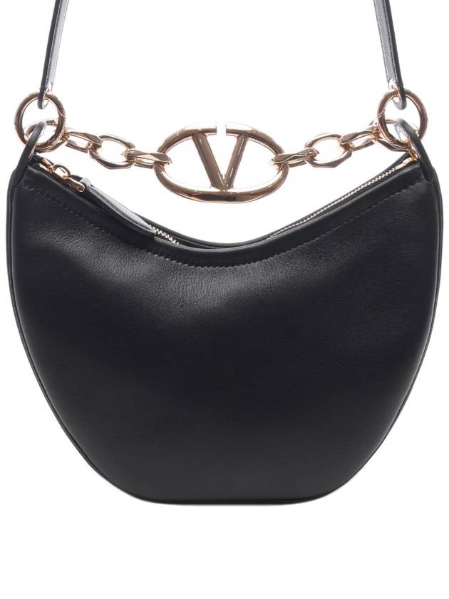 SN Black mini vlogo moon bag in nappa leather with chain 5W2B0Q43PHV 0NO - VALENTINO - BALAAN 3