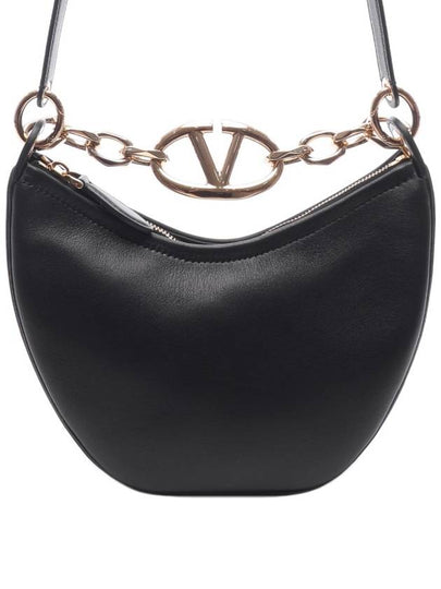 V Logo Moon Small Tote Bag Black - VALENTINO - BALAAN 2