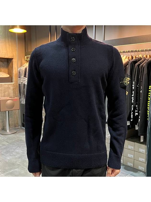 Wappen Patch Button Knit Top Navy - STONE ISLAND - BALAAN 3