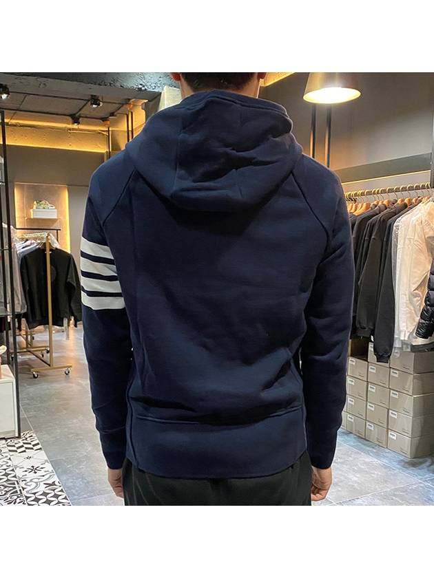 Engineered 4 Bar Diagonal Zip Up Hoodie Navy - THOM BROWNE - BALAAN 6