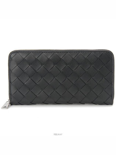 Intrecciato Zipper Around Leather Long Wallet Black - BOTTEGA VENETA - BALAAN 2