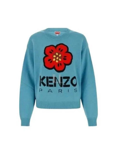 Boke Flower Logo Wool Knit Top Light Blue - KENZO - BALAAN 2