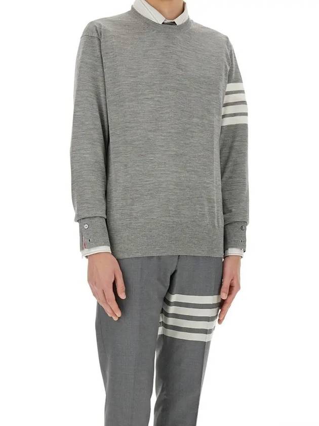 4 Bar Armband Classic Merino Wool Knit Top Light Grey - THOM BROWNE - BALAAN 2