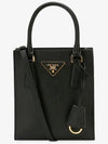 Triangular Logo Saffiano Leather Tote Bag Black - PRADA - BALAAN 3