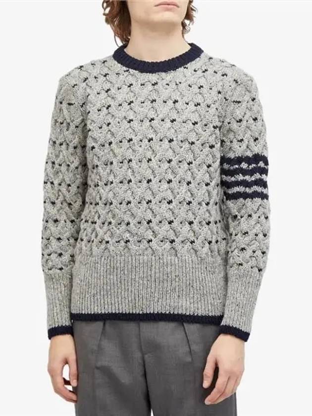 4 Bar Cable Knit Top Grey - THOM BROWNE - BALAAN 3