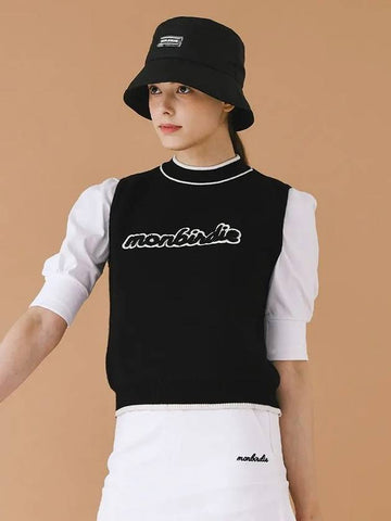 Brushed fever color combination vest BLACK - MONBIRDIE GOLF - BALAAN 1