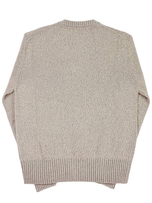 Heart Logo V-Neck Cashmere Cardigan Heather Champagne - AMI - BALAAN 3