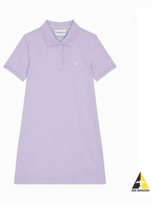 JEANS Women s Lilac Chest Embroidered Logo Polo Dress J222371 VFR - CALVIN KLEIN - BALAAN 1