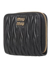 Matelasse Logo Zip Around Half Wallet Black - MIU MIU - BALAAN 3